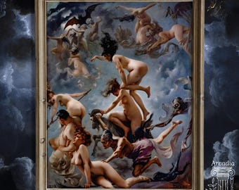 Witches Going To Their Sabbath, Luis Ricardo Falero, Witchcraft Poster, Dark Academia Print, Halloween Art