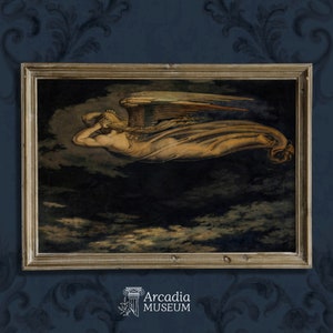 Arte angelica decadente, poster di Henry Fuseli, stampa Dark Academia, arredamento per la casa Moody, Füssli, arte gotica
