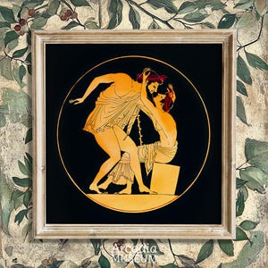 Gay Men Poster, Ancient Greek Lovers Print, Queer Art, Vintage LGBT, Athenian Kylix