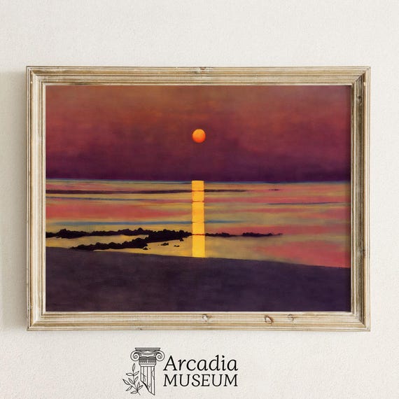 Sea Sunset by Felix Vallotton Print, Colourful Sunset Landscape Poster, Purple Orange Vibrant Colors Scenery Painting