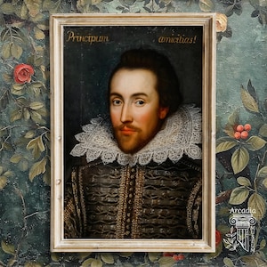 Poster con ritratto di Shakespeare, regalo letterario, arredamento per la casa Dark Academia, il ritratto di William Shakespeare di Cobbe
