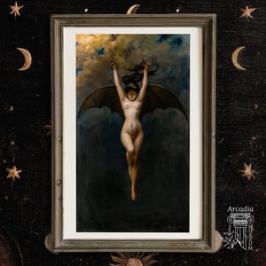 The Bat Woman, Albert Joseph Penot, Dark Academia Giclée Print, Halloween Poster, Gothic Home Decor