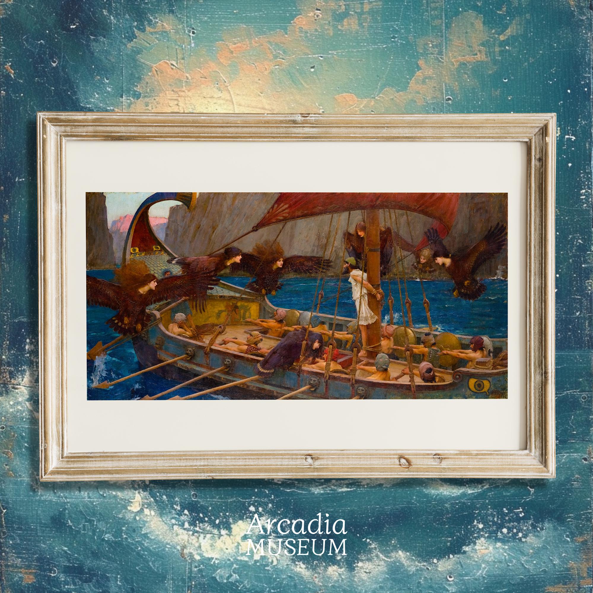Ulysses and the Sirens Print, Waterhouse Poster, Mythology Painting