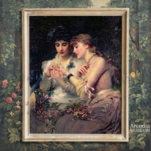 Póster "Una espina entre rosas", pintura sáfica vintage, lámina de arte lésbico, James Sant, regalo de bodas de Wlw