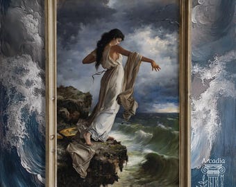 Death Of Sappho, Miguel Carbonell Selva Poster, Sappho Of Lesbo Large Print, Sapphic Vintage Painting, Lesbian Poster, Wlw Literature, Queer
