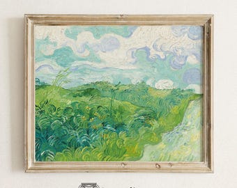Groene tarwevelden Auvers, Vincent van Gogh poster, lenteweide schilderij, impressionistische landschapsschilderkunst, tuin muurkunst print