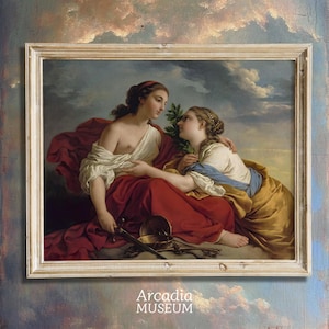 Renaissance Lesbian Painting, Subtle Wlw Vintage Art, Sapphic Print, Queer Women Poster, Justice And Clemency, Louis-Jean-François Lagrenée
