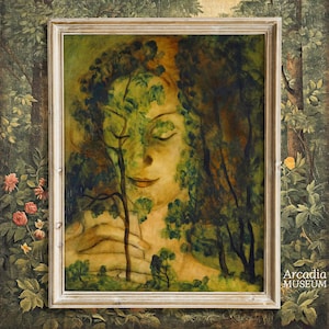 Herrin der Bäume, Göttin der Erde und der Natur, Muttergöttin, Gaia, Wald Kunstdruck, großes Poster, Vintage Malerei, Wicca