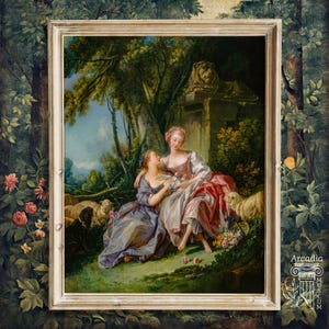 Rokoko Lesben Kunstdruck, Vintage Malerei, Sapphic Poster, Der Liebesbrief von François Boucher, Wlw Home Decor