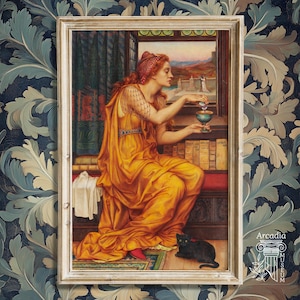 Arte del movimiento 4b, impresión de Giulia Tofana, Aqua Tofana, póster de la bruja venenosa, pintura de brujería, La poción de amor de Evelyn De Morgan