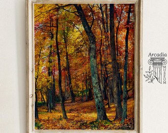 Autumn Forest Print, Fall Landscape Poster, William Trost Richards Painting