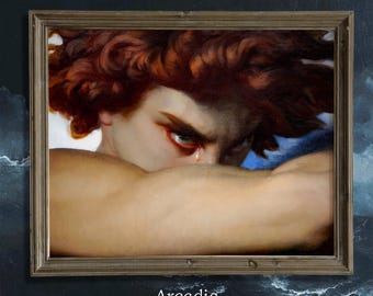 The Fallen Angel, Alexandre Cabanel, Eyes Giclée Print, Dark Academia Aesthetic Poster, Dark Classical Art, Renaissance Painting