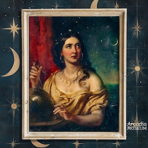 Urania, Muse Of Astronomy And Astrology, Greek Mythology Giclée Print, Goddess Poster, Divine Feminine Art, Vintage Painting