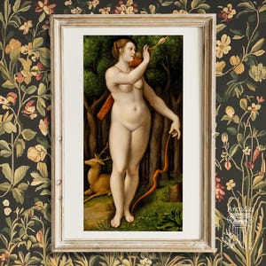 Diana The Huntress Art Print, Artemis Portrait, Goddess In The Forest Poster, Giampietrino Vintage Painting