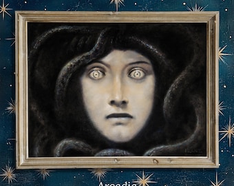Medusa, Franz Von Stuck Print, Giclée Poster, Dark Vintage Painting