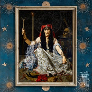 The Sorceress, Georges Merle Art Print, Witch Poster, Witchcraft Vintage Painting image 1