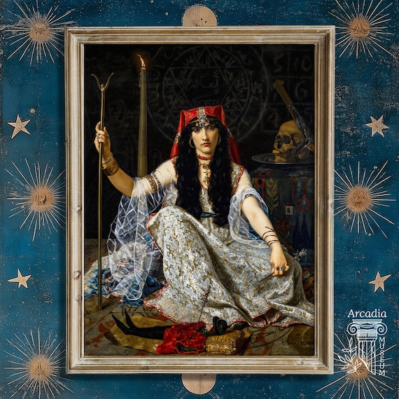 The Sorceress, Georges Merle Art Print, Witch Poster, Witchcraft Vintage Painting