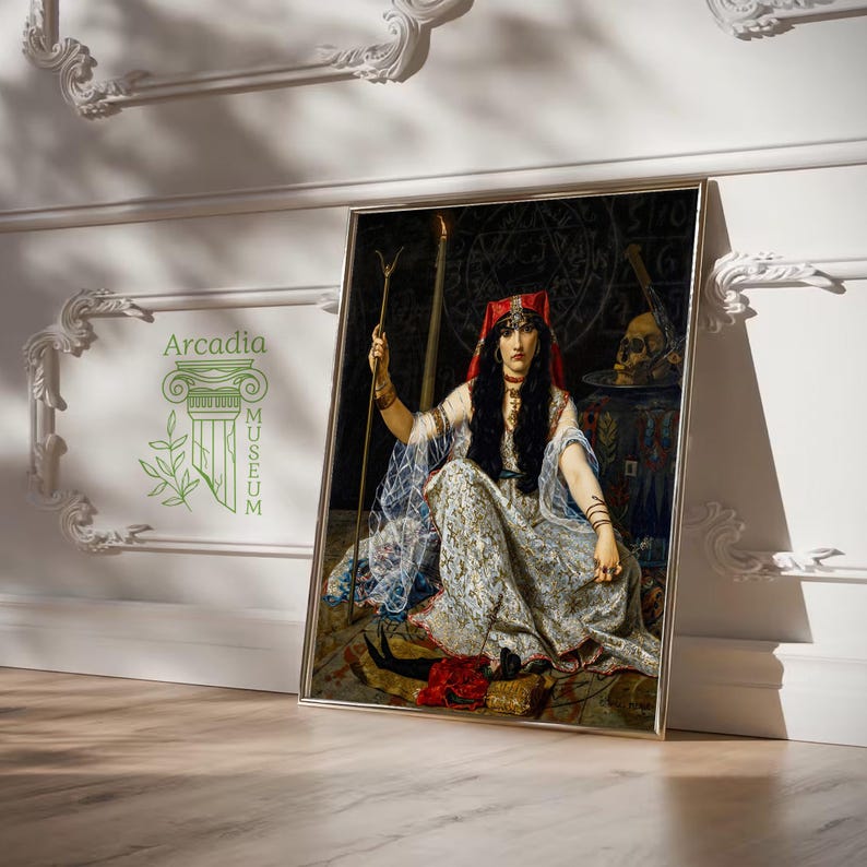 The Sorceress, Georges Merle Art Print, Witch Poster, Witchcraft Vintage Painting image 2