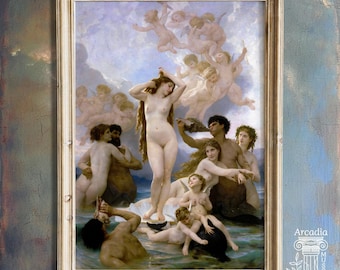 El nacimiento de Venus, William-Adolphe Bouguereau, lámina de la diosa griega Afrodita.
