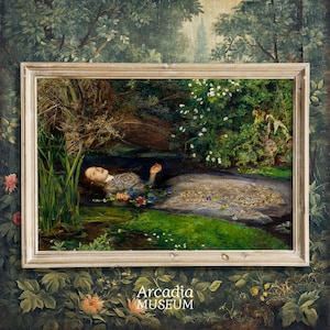 Stampa di Ofelia di John Everett Millais, poster di grandi dimensioni, arredamento preraffaellita, dipinto di Ofelia, arte shakespeariana