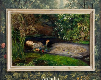 Ophelia by John Everett Millais Print, Large Poster, Pre-Raphaelite Home Decor, Ophelia Painting, Shakespeare Art