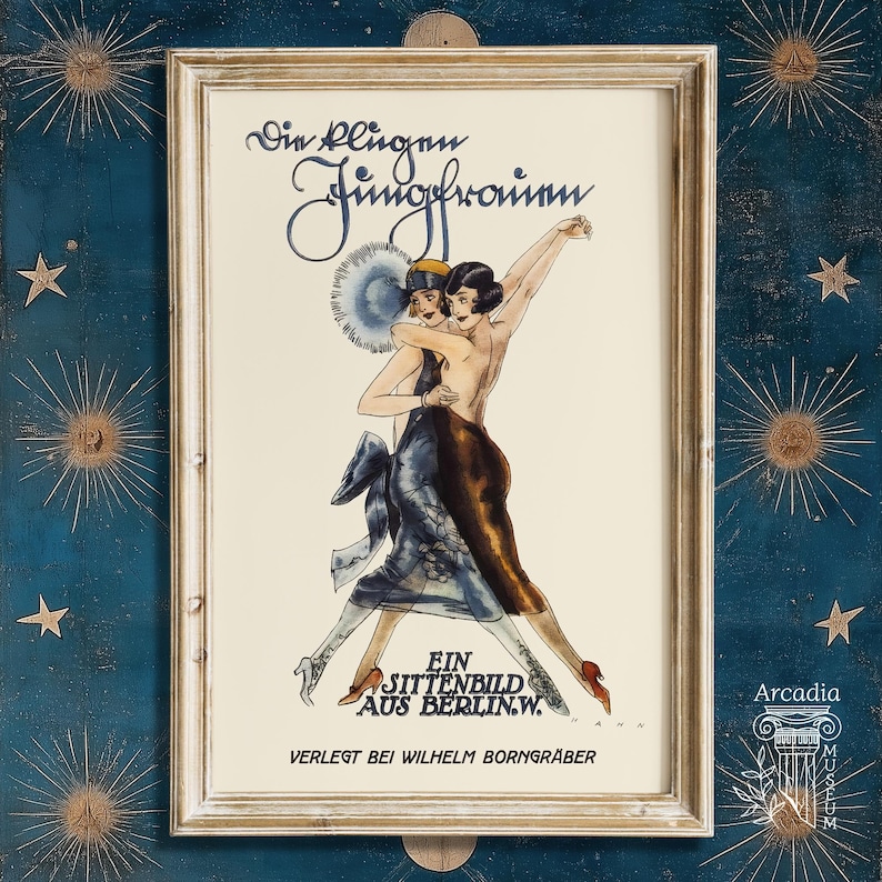 Vintage lesbische kunstprint, retroposter jaren 1920 Berlijn, art deco, cadeau saffier afbeelding 1