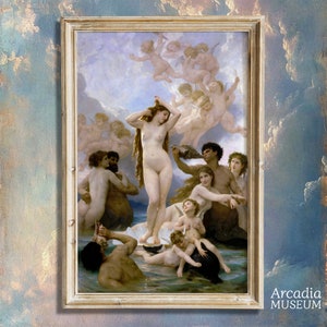 El nacimiento de Venus, William-Adolphe Bouguereau, diosa griega del amor, impresión de Afrodita, divinidad femenina, arte mural de la mitología de la antigua Grecia