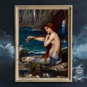 A Mermaid, John William Waterhouse Painting, Siren Giclée Poster, Pre-Raphaelite Art Print