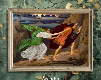 Orfeo y Eurídice, póster de Edward Poynter, pintura de mitología griega, impresión giclée de Dark Academia