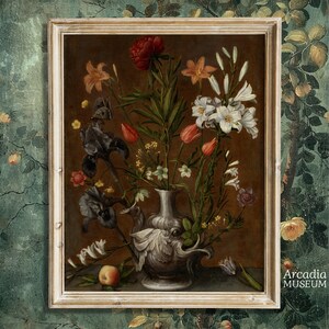 Lámina de arte floral, póster grande, arte mural con ramo de flores, decoración de naturaleza muerta, barroco, flores en un jarrón grotesco, Orsola Maddalena Caccia