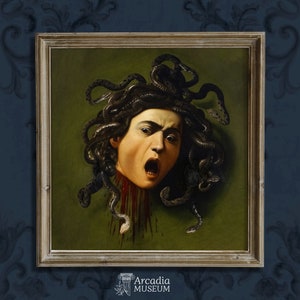 Medusa di Caravaggio, stampa grande, poster Dark Academia, dipinto barocco malinconico