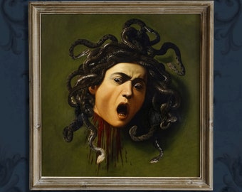Medusa by Caravaggio, Large Print, Dark Academia Poster, Moody Baroque Painting