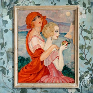 Sur La Route D&#39;Anacapri, Gerda Wegener, Lesbian Art Deco Poster, Sapphic Print, Vintage Painting, Wlw, Queer