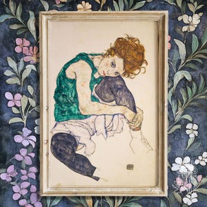Egon Schiele Poster, Seated Woman with Legs Drawn Up, Adele Herms, Giclée Print