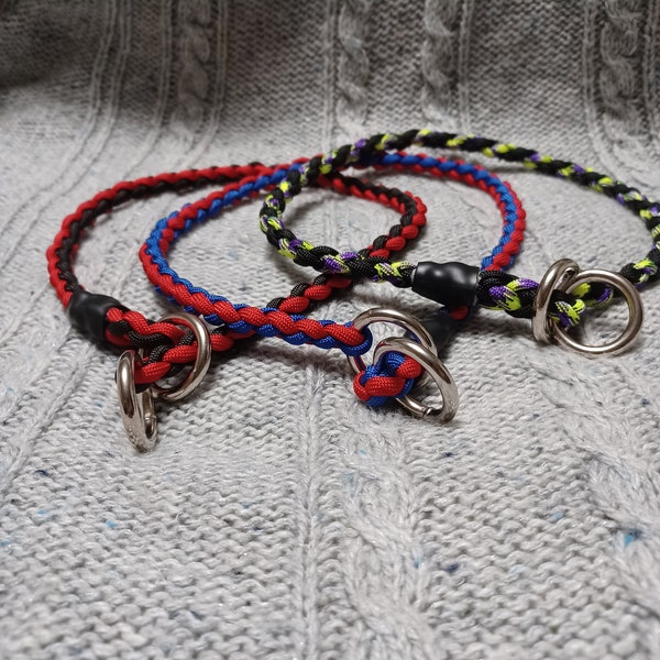 Custom paracord dog slip collar "chain style" braid, 2 color