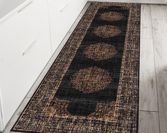 Blue Turkish Runner Rug 2x8, Blue Farmhouse Runner Rug, Washable Kitchen Rug 3x13, Livingroom Area Rug 4x6, Boho Entry Hallway Runner Rug