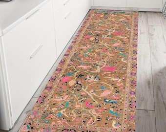 Animal Print Runner Rug, Persian Area Rug 4x6, Entry Hallway Runner Rug, Kitchen Runner Rug, Turkish Runner Rug, Washable Rug, Doormat Rug