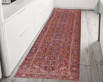 Heriz Runner Rug,  Runner Rug, Red Turkish Runner Rug, Kitchen Rug, Washable Rug, Livingroom Rug, Rug For Bedroom, 2x3 Doormat Rug