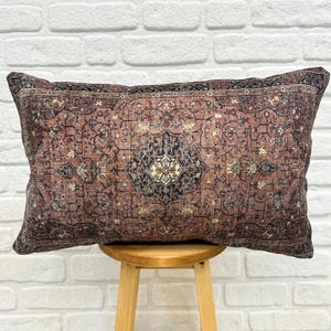 Rug Pillow 16x24, Farmhouse Pillow, Throw Pillow Cover, Terracota Pillow Cover, Sofa Lumbar pillow, Vintage Boho Pillow Cushion Case