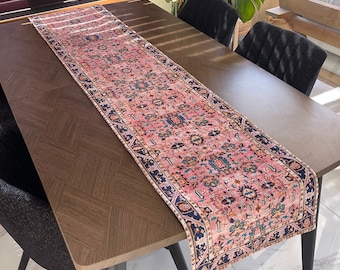 Rug Style Table Runner, Pink Table Runner, Table Runner for Dining Room Kitchen, Rustic Table Runner, Boho Table Runner, Farmhouse Decor