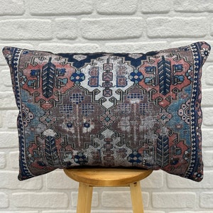 Vintage Perser Teppich Muster 40 x 60 cm, Boho Kissen, Kilim Kissen, waschbares türkisches Kissen, 45 x 45 cm