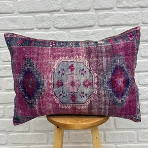 Pink Rug Pillow Cover 16x24&quot;, Persian Rug Pillow Cover, Throw Pillow, Boho Pillow Cover, Couch Lumbar Pillow, 16x16&quot;, Farmhose Pillow Cover
