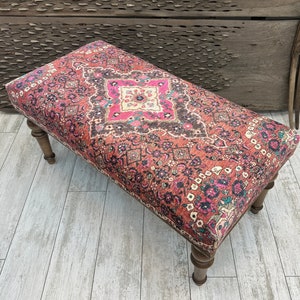 Persian Rug Bench, Wood Work Bench, Ottoman, 18x36x36&quot; ,Dining Bench, Turkish Rug Bench, Sitting bench,Coffee Bench,18x18x36inch,Piano Bench