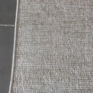 Beige sliten skandinavisk matta 5x8, tvättbar halkfri matta, turkisk matta 4x6, köksmatta, vardagsrumsmatta, sovrumsmatta, naturlig matta bild 4