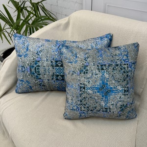 Mid Century Blue Pillow Cover, Rug Pillow, Contemporary Pillow, Blue Home Decor Pillow, Pillow, Couch Pillow, Throw Pillow, Lumbar Pillow