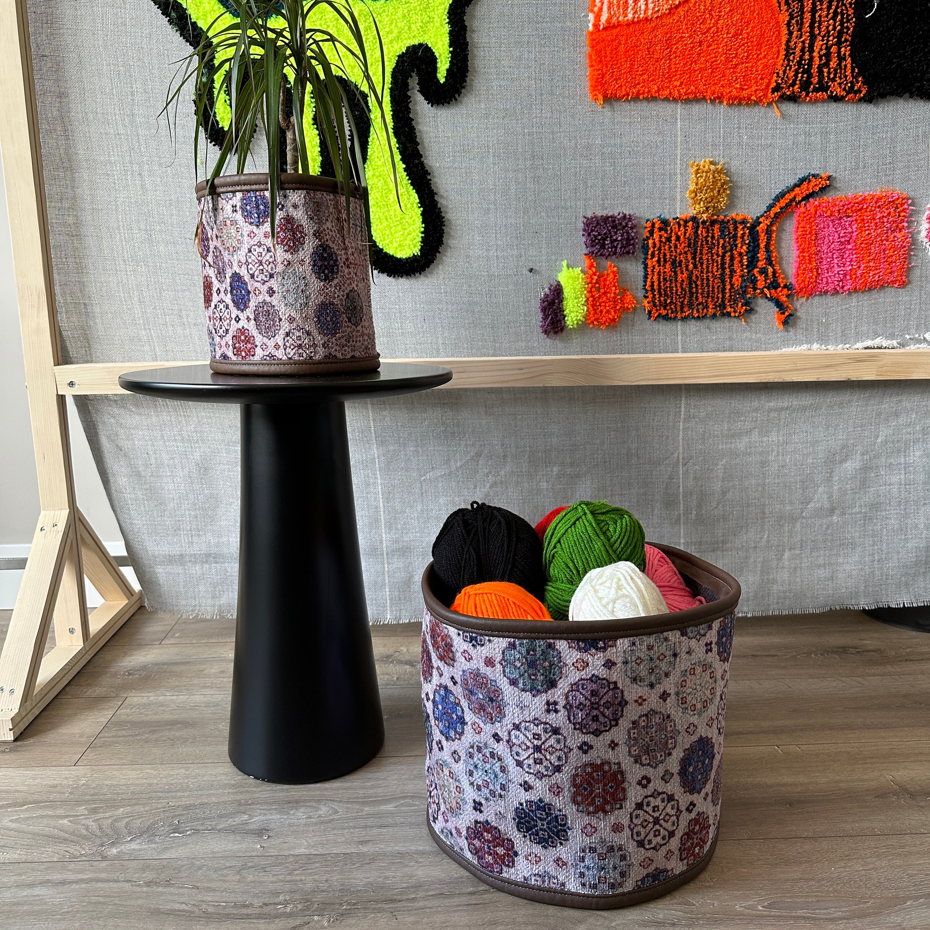 キリムラグプランターポットカバー、プランターギフト、大型プランター