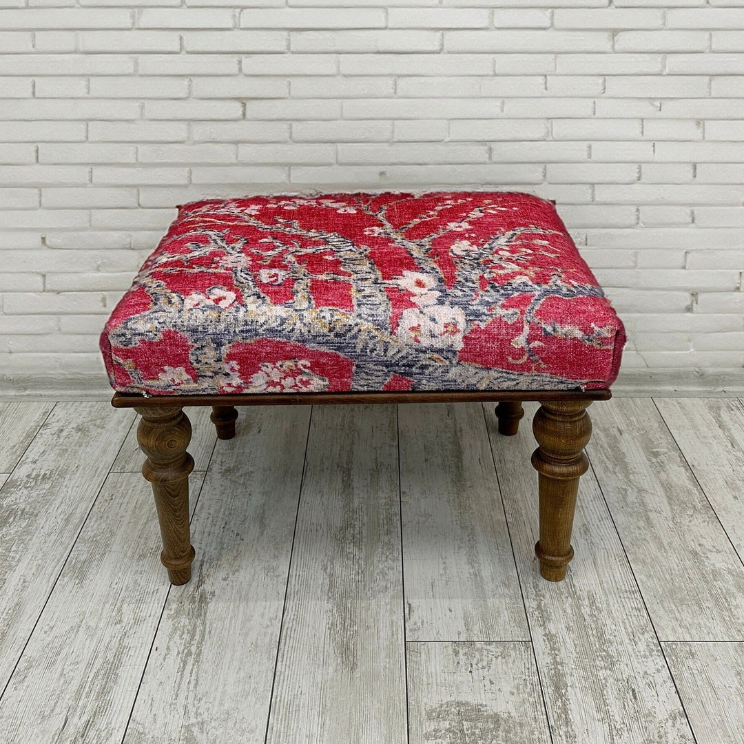 Decorative Floral Red Entryway Bench 18x24 Rug Etsy