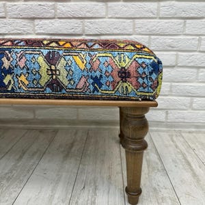 Ottoman Bench, Southwestern Bench, Piano Bench, End of Bed Bench, Bohemian Bench, Turkish Rug Upholstered Bench, Farmhouse Bench, 18x18x48"