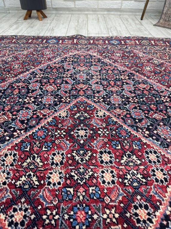 ボヘミアン幾何学模様ランナーラグ 2x8、ピンクペルシャラグ、キッチン