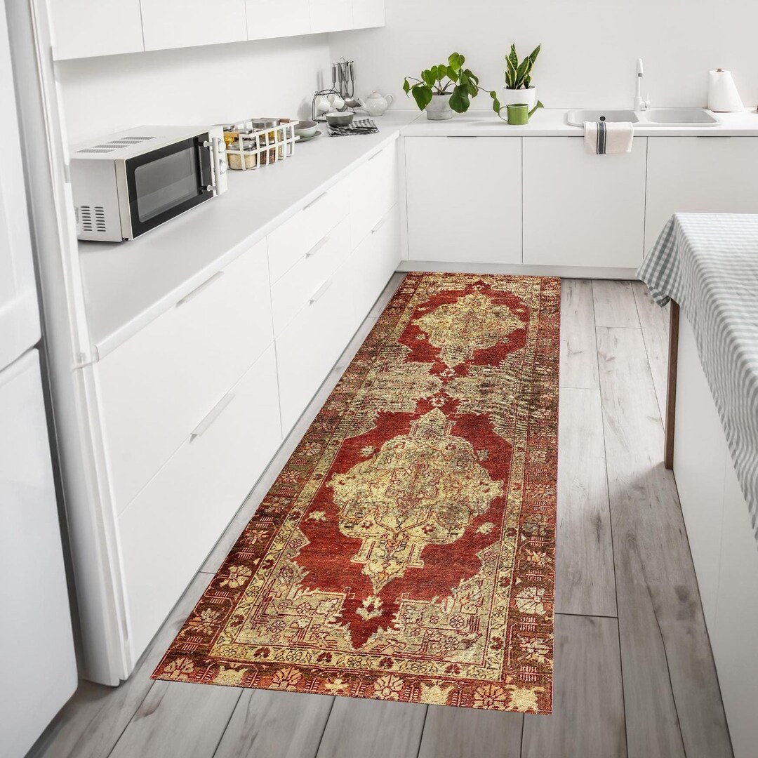 Red Runner Kitchen Rug Red Runner Rug 2x9, Kitchen Runner Rug 3x11, Livingroom Rug, Bedroom ...